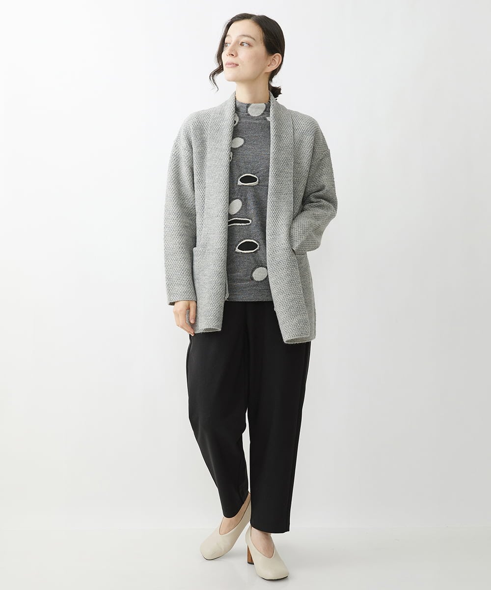 NHSAV41330 GIANNI LO GIUDICE(小さいサイズ)(メゾン ドゥ サンク) [洗える]ツイーディーカノコニットコーディガン グレー