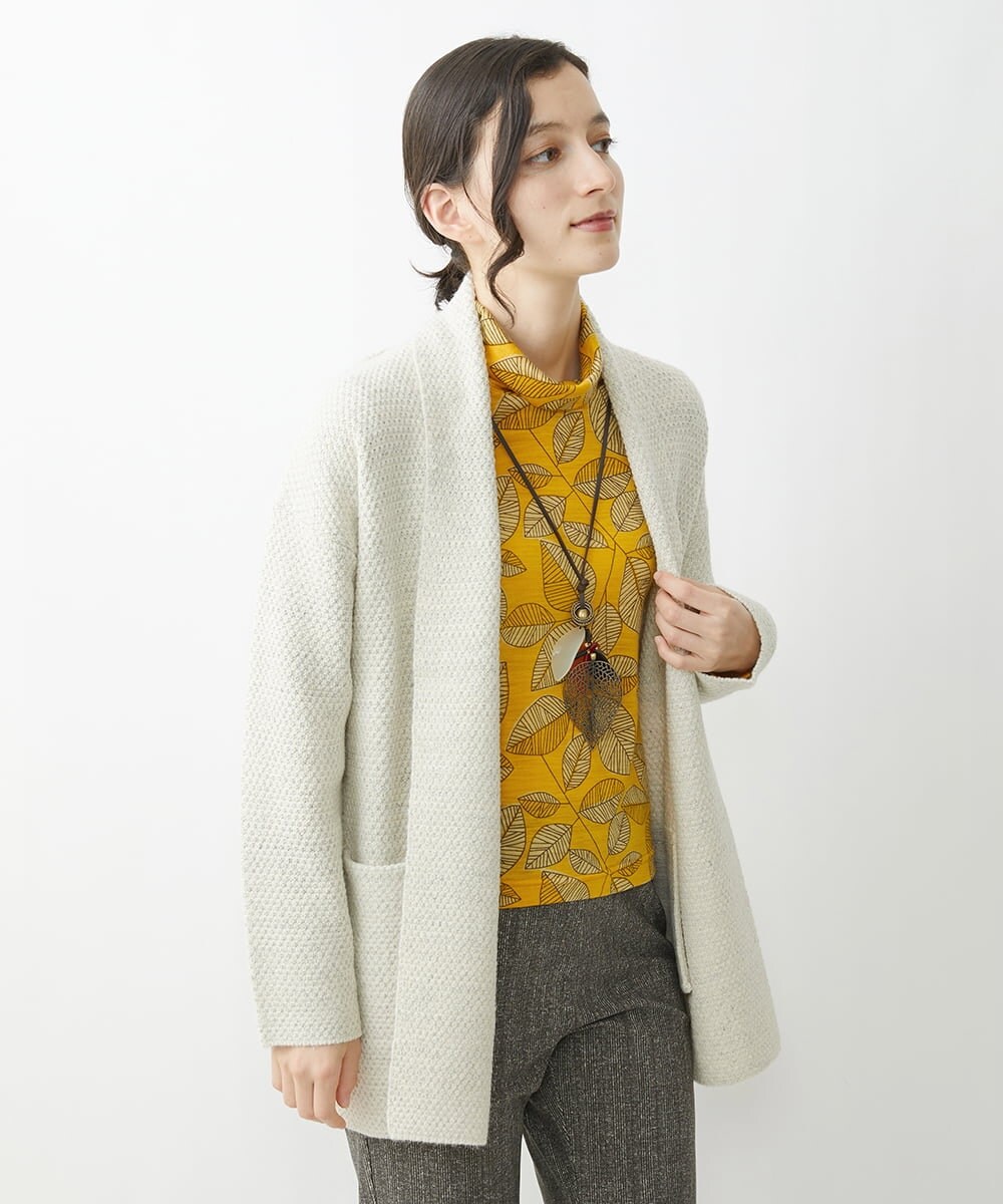 NHSAV41330 GIANNI LO GIUDICE(小さいサイズ)(メゾン ドゥ サンク) [洗える]ツイーディーカノコニットコーディガン グレー