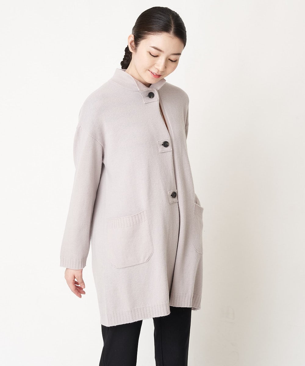 NHSAW01390 GIANNI LO GIUDICE(小さいサイズ)(メゾン ドゥ サンク) ボイルウールボーダーニットコーディガン ベージュ