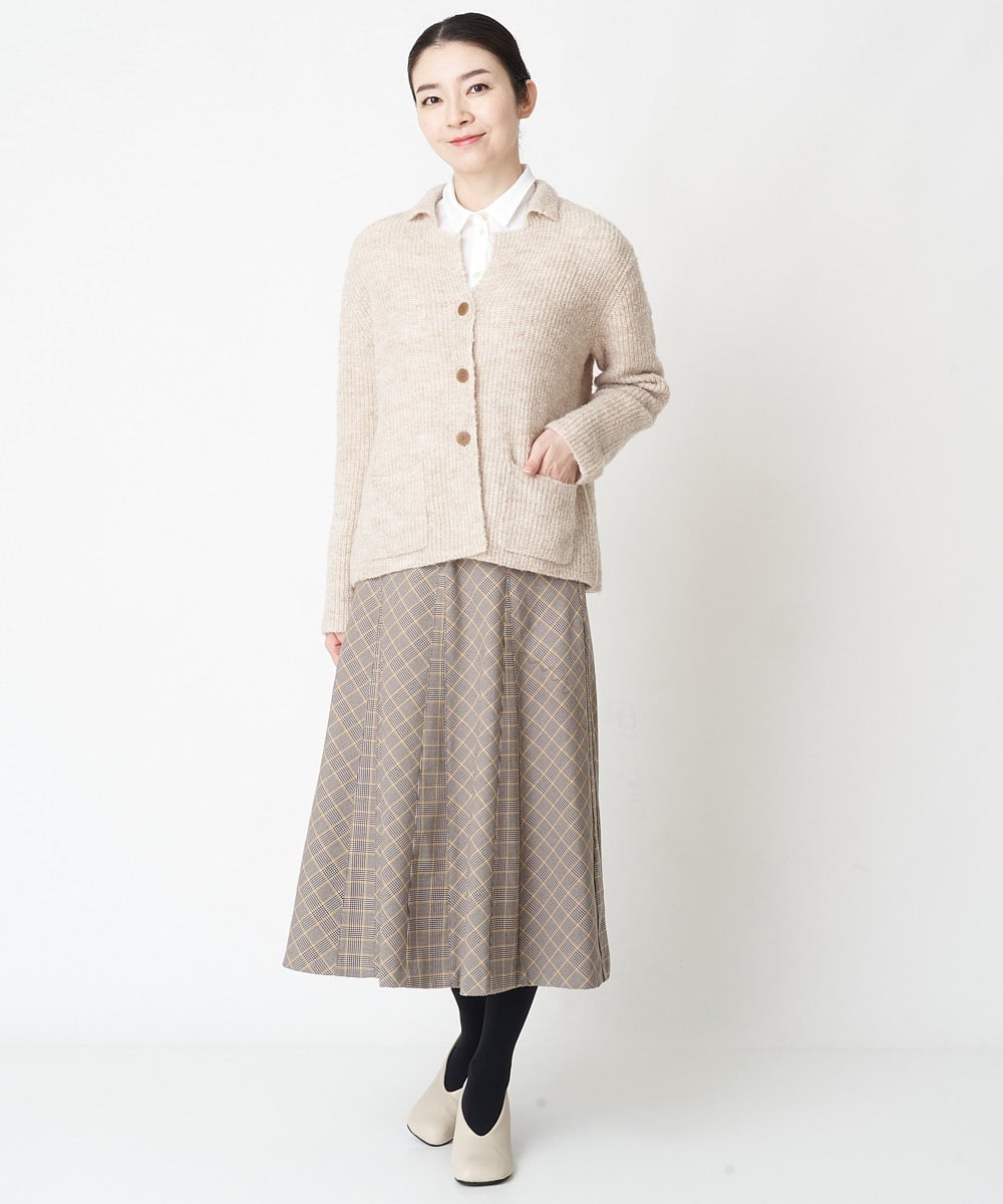 NHSAW02290 GIANNI LO GIUDICE(小さいサイズ)(メゾン ドゥ サンク) ミックスループニットジャケット ライトベージュ