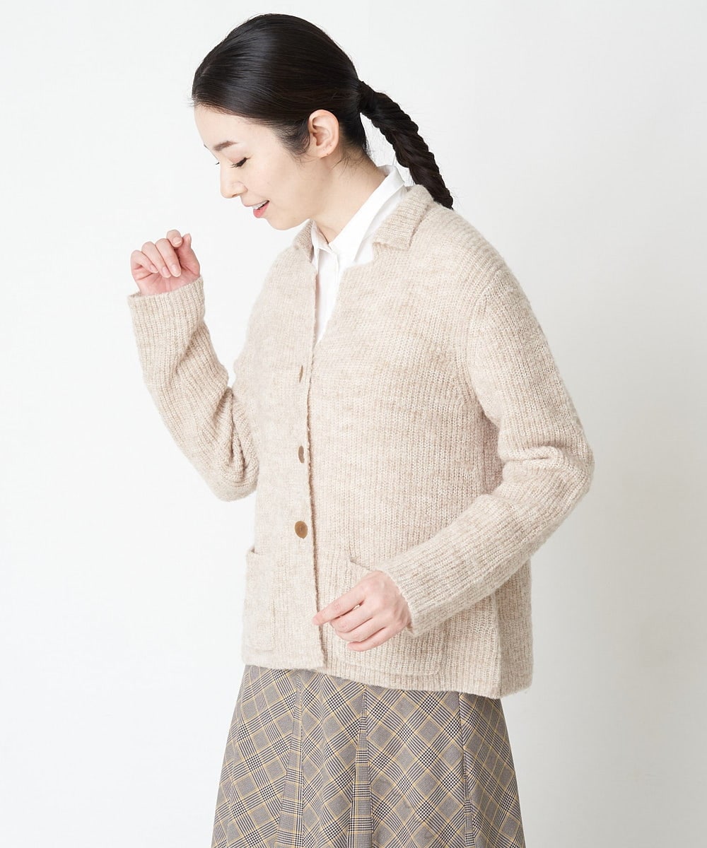 NHSAW02290 GIANNI LO GIUDICE(小さいサイズ)(メゾン ドゥ サンク) ミックスループニットジャケット ライトベージュ
