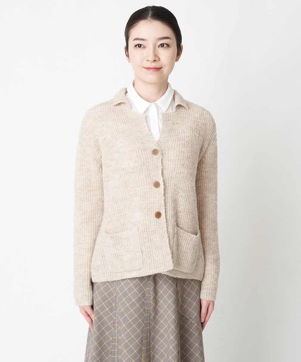 NHSAW02290 GIANNI LO GIUDICE(小さいサイズ)(メゾン ドゥ サンク) ミックスループニットジャケット ライトベージュ