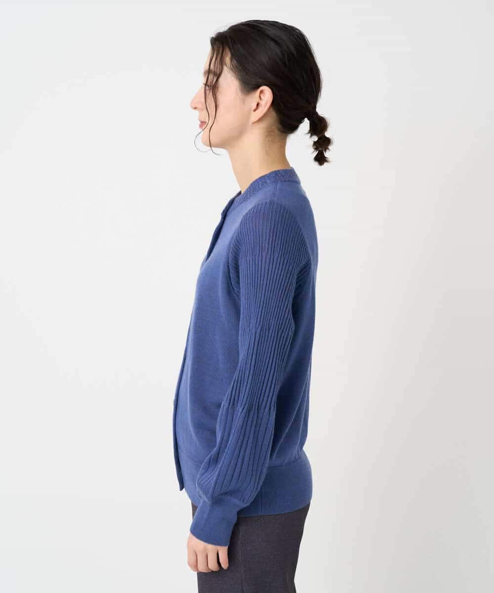 NHSCE50270 GIANNI LO GIUDICE(小さいサイズ)(メゾン ドゥ サンク) ウール混リブニットカーディガン ブルー