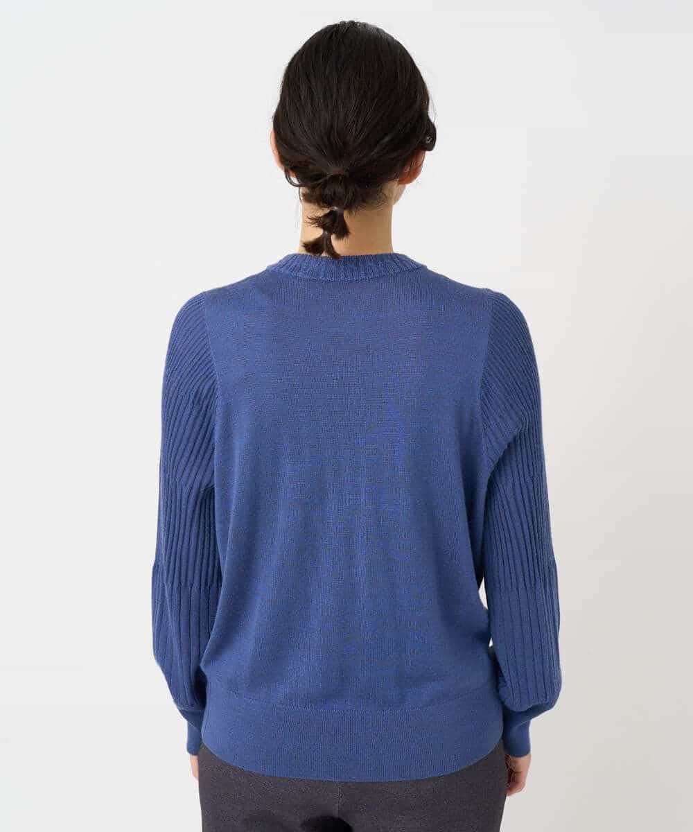 NHSCE50270 GIANNI LO GIUDICE(小さいサイズ)(メゾン ドゥ サンク) ウール混リブニットカーディガン ブルー