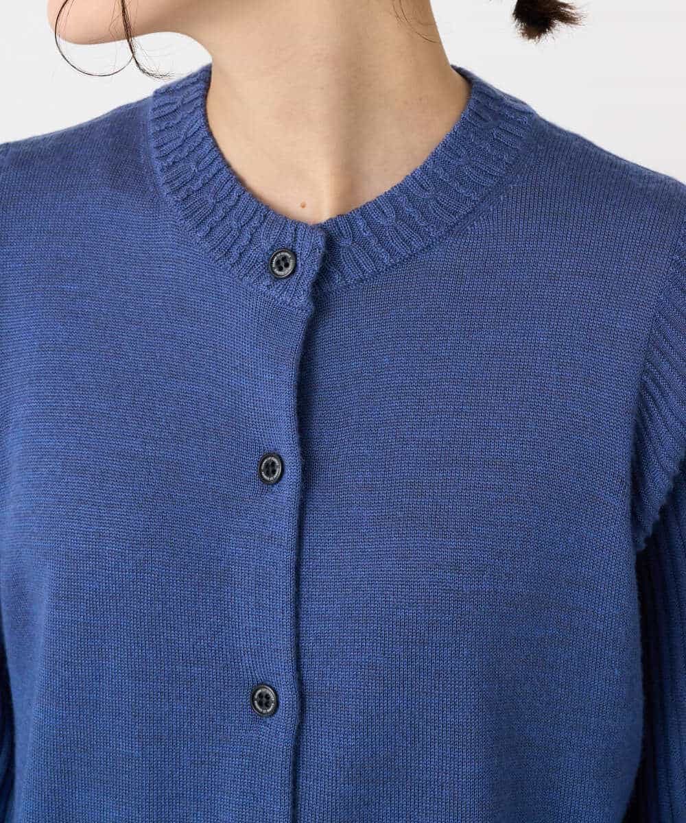 NHSCE50270 GIANNI LO GIUDICE(小さいサイズ)(メゾン ドゥ サンク) ウール混リブニットカーディガン ブルー