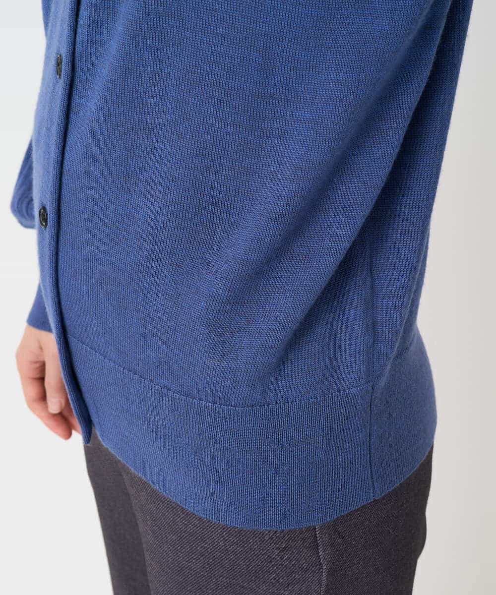 NHSCE50270 GIANNI LO GIUDICE(小さいサイズ)(メゾン ドゥ サンク) ウール混リブニットカーディガン ブルー