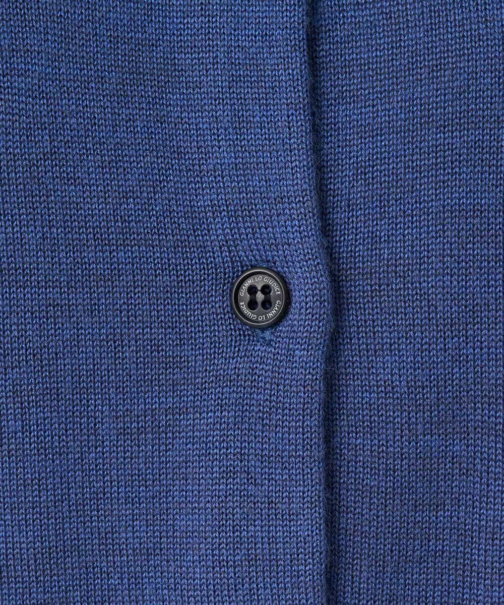 NHSCE50270 GIANNI LO GIUDICE(小さいサイズ)(メゾン ドゥ サンク) ウール混リブニットカーディガン ブルー