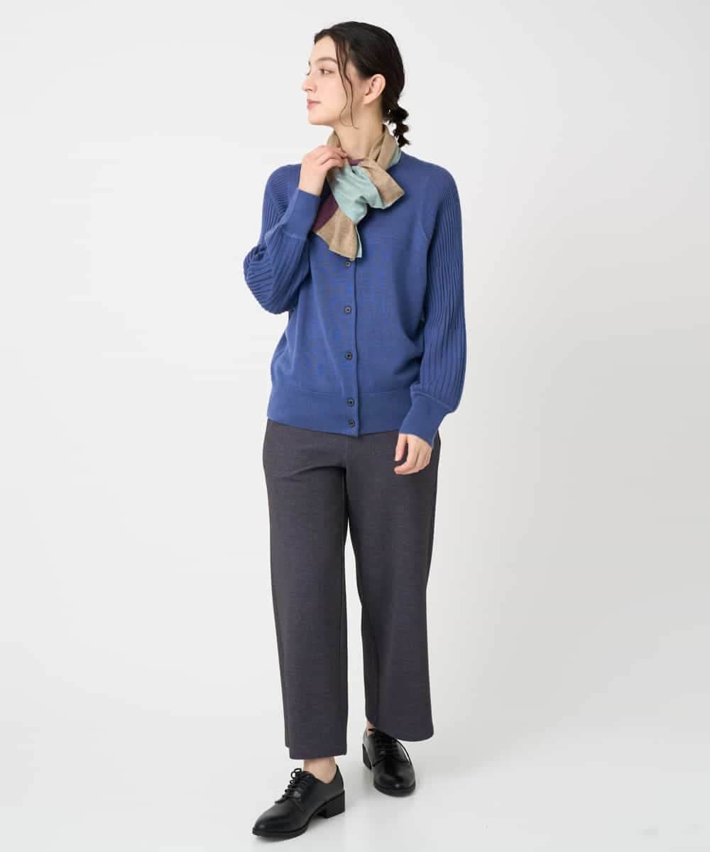 NHSCE50270 GIANNI LO GIUDICE(小さいサイズ)(メゾン ドゥ サンク) ウール混リブニットカーディガン ブルー