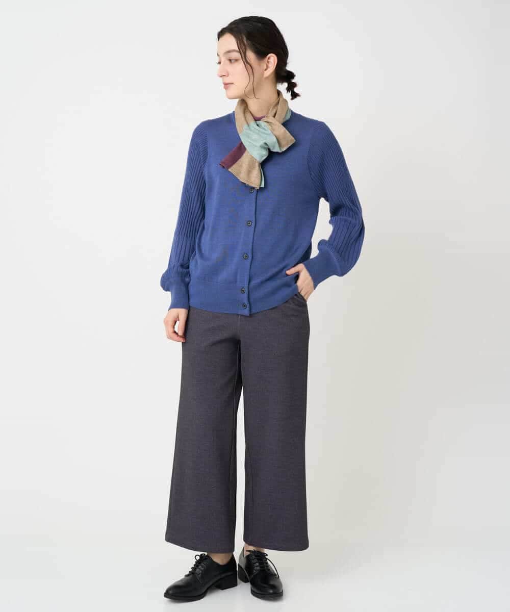 NHSCE50270 GIANNI LO GIUDICE(小さいサイズ)(メゾン ドゥ サンク) ウール混リブニットカーディガン ブルー