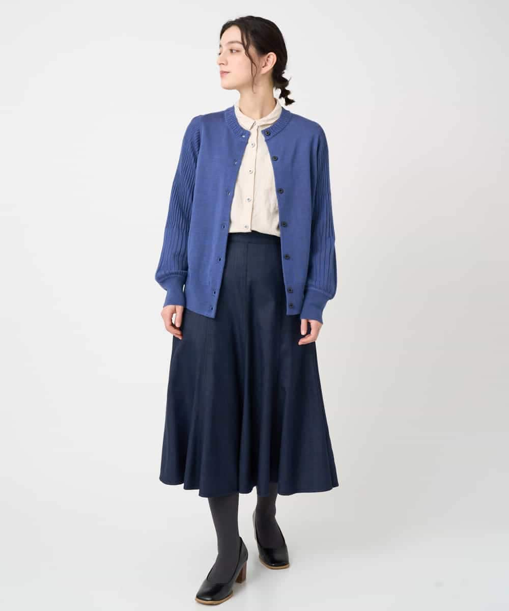 NHSCE50270 GIANNI LO GIUDICE(小さいサイズ)(メゾン ドゥ サンク) ウール混リブニットカーディガン ブルー