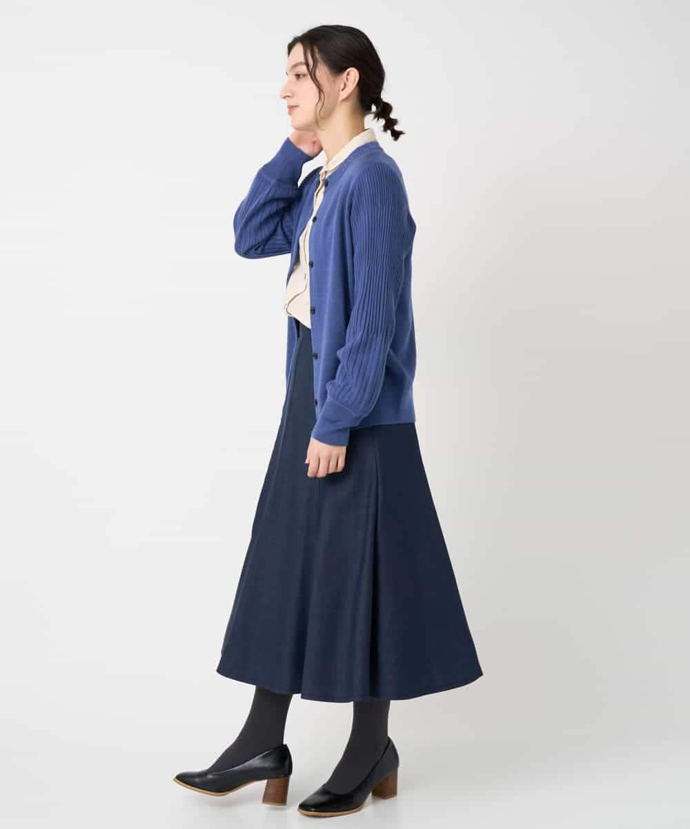 NHSCE50270 GIANNI LO GIUDICE(小さいサイズ)(メゾン ドゥ サンク) ウール混リブニットカーディガン ブルー