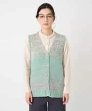 NHSCF50240 GIANNI LO GIUDICE(小さいサイズ)(メゾン ドゥ サンク) カスリパネルボーダーニットベスト グリーン