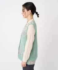 NHSCF50240 GIANNI LO GIUDICE(小さいサイズ)(メゾン ドゥ サンク) カスリパネルボーダーニットベスト グリーン