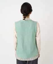 NHSCF50240 GIANNI LO GIUDICE(小さいサイズ)(メゾン ドゥ サンク) カスリパネルボーダーニットベスト グリーン