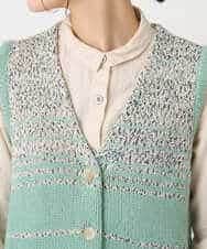 NHSCF50240 GIANNI LO GIUDICE(小さいサイズ)(メゾン ドゥ サンク) カスリパネルボーダーニットベスト グリーン