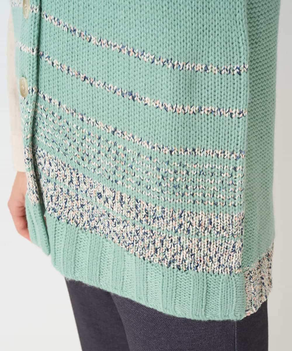 NHSCF50240 GIANNI LO GIUDICE(小さいサイズ)(メゾン ドゥ サンク) カスリパネルボーダーニットベスト グリーン