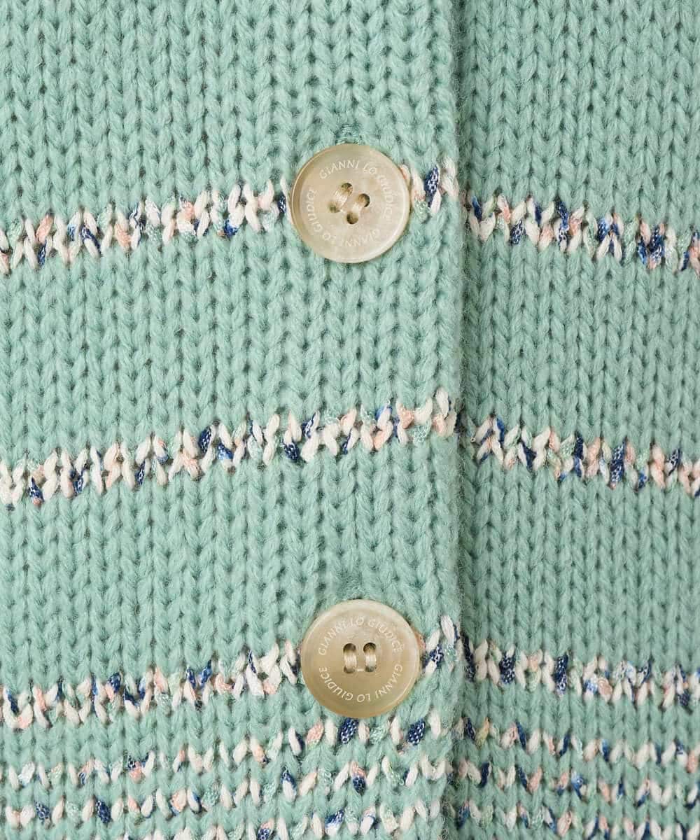 NHSCF50240 GIANNI LO GIUDICE(小さいサイズ)(メゾン ドゥ サンク) カスリパネルボーダーニットベスト グリーン