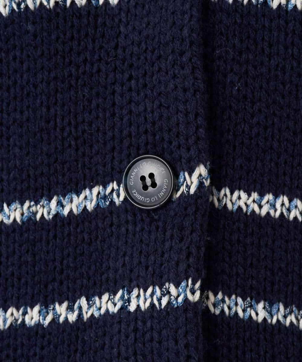 NHSCF50240 GIANNI LO GIUDICE(小さいサイズ)(メゾン ドゥ サンク) カスリパネルボーダーニットベスト グリーン