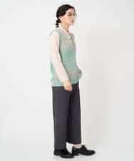 NHSCF50240 GIANNI LO GIUDICE(小さいサイズ)(メゾン ドゥ サンク) カスリパネルボーダーニットベスト グリーン