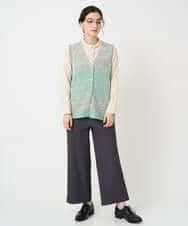 NHSCF50240 GIANNI LO GIUDICE(小さいサイズ)(メゾン ドゥ サンク) カスリパネルボーダーニットベスト グリーン