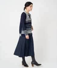 NHSCF50240 GIANNI LO GIUDICE(小さいサイズ)(メゾン ドゥ サンク) カスリパネルボーダーニットベスト グリーン