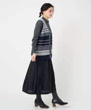 NHSCF50240 GIANNI LO GIUDICE(小さいサイズ)(メゾン ドゥ サンク) カスリパネルボーダーニットベスト グリーン