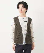 NHSEB50250 GIANNI LO GIUDICE(小さいサイズ)(メゾン ドゥ サンク) 透かし編みニットベスト アイボリー
