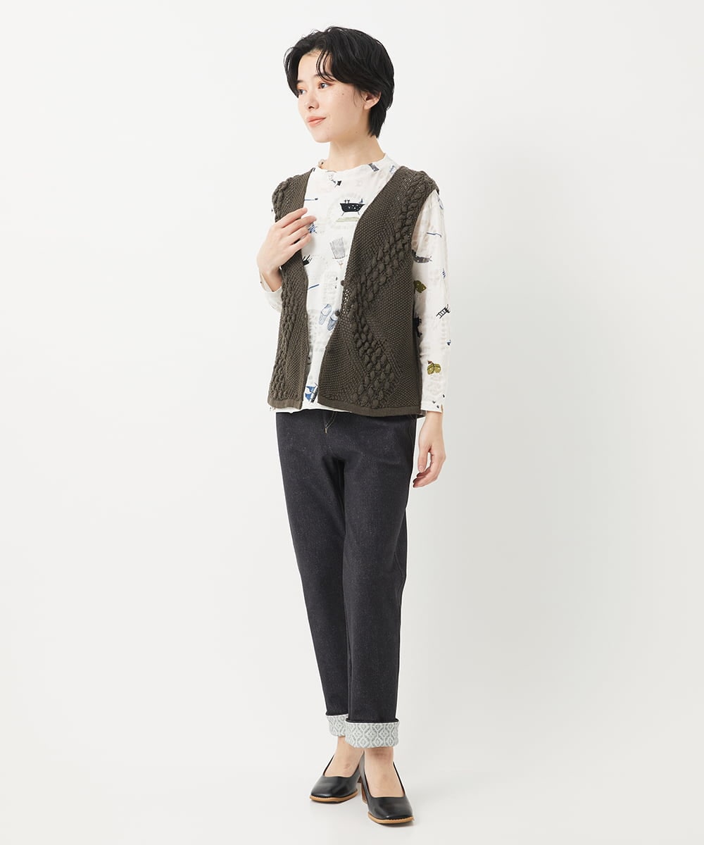 NHSEB50250 GIANNI LO GIUDICE(小さいサイズ)(メゾン ドゥ サンク) 透かし編みニットベスト アイボリー