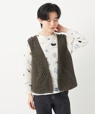 NHSEB50250 GIANNI LO GIUDICE(小さいサイズ)(メゾン ドゥ サンク) 透かし編みニットベスト アイボリー
