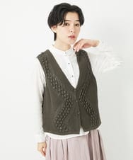 NHSEB50250 GIANNI LO GIUDICE(小さいサイズ)(メゾン ドゥ サンク) 透かし編みニットベスト ダークグレー