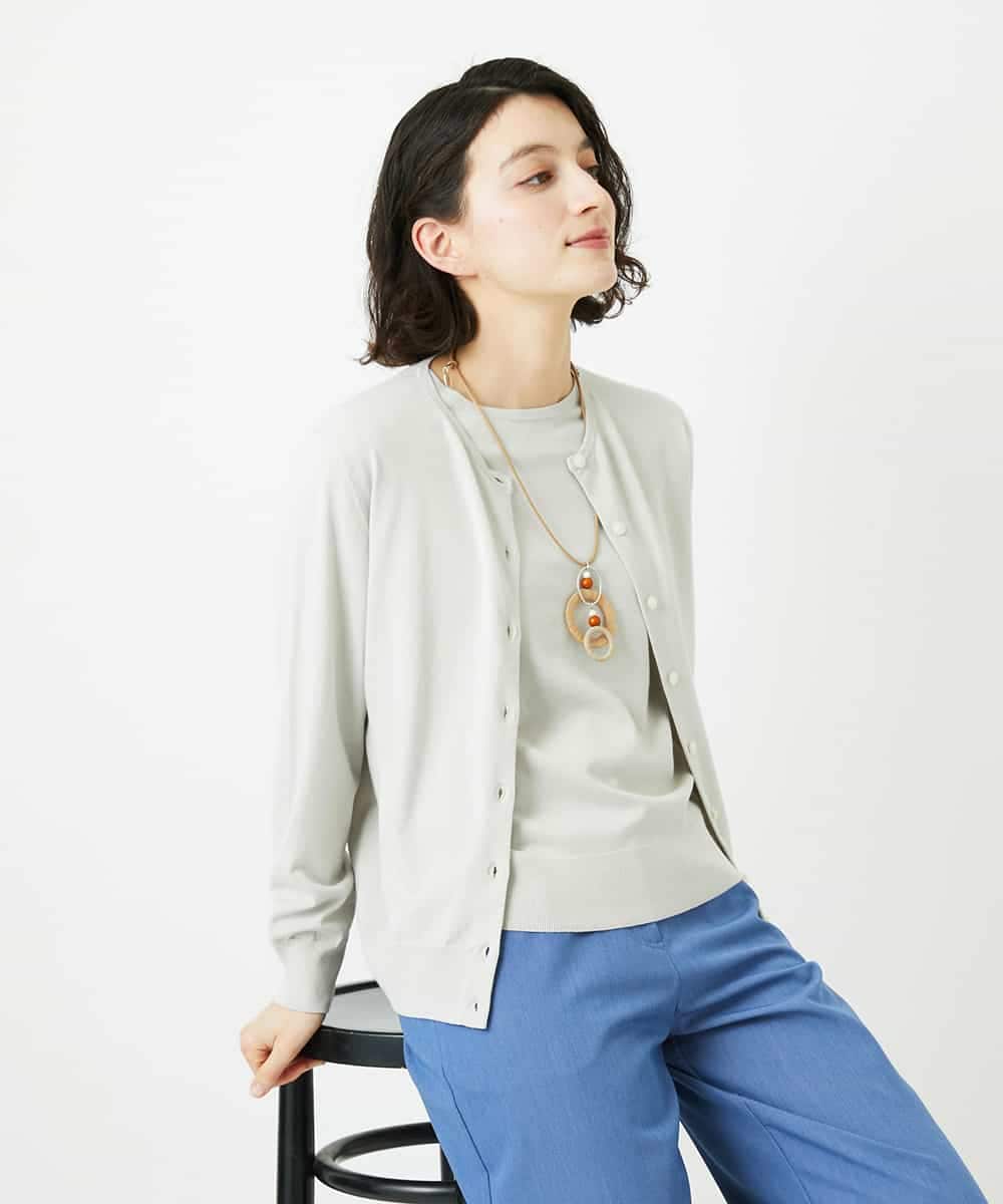 NHSEF80180 GIANNI LO GIUDICE(小さいサイズ)(メゾン ドゥ サンク) [アンサンブル対応]クルーネックニットカーディガン ピンク