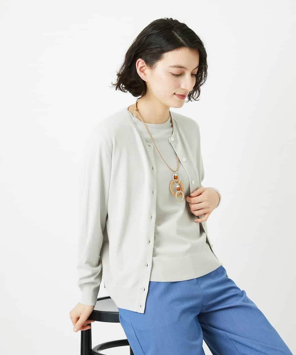 NHSEF80180 GIANNI LO GIUDICE(小さいサイズ)(メゾン ドゥ サンク) [アンサンブル対応]クルーネックニットカーディガン ピンク