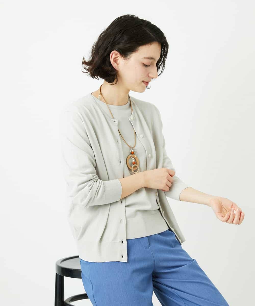 NHSEF80180 GIANNI LO GIUDICE(小さいサイズ)(メゾン ドゥ サンク) [アンサンブル対応]クルーネックニットカーディガン ピンク