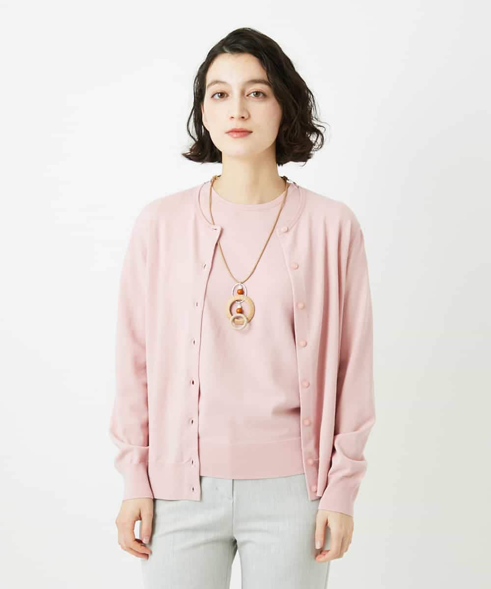 NHSEF80180 GIANNI LO GIUDICE(小さいサイズ)(メゾン ドゥ サンク) [アンサンブル対応]クルーネックニットカーディガン ピンク