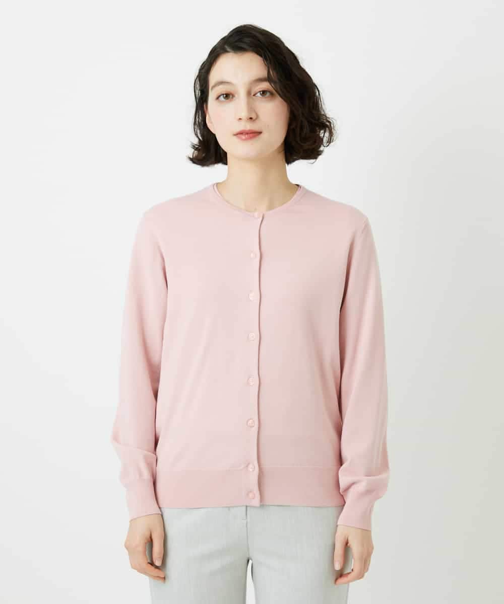 NHSEF80180 GIANNI LO GIUDICE(小さいサイズ)(メゾン ドゥ サンク) [アンサンブル対応]クルーネックニットカーディガン ピンク