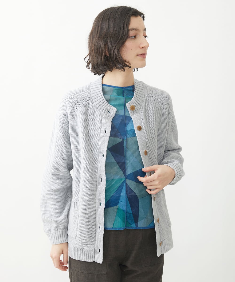 NHSEW20300 GIANNI LO GIUDICE(小さいサイズ)(メゾン ドゥ サンク) メンギマニットカーディガン ブルーグリーン