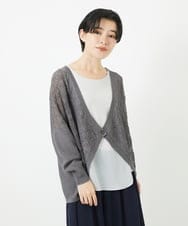 NHSGA30330 GIANNI LO GIUDICE(小さいサイズ)(メゾン ドゥ サンク) 透かし柄ニットカーディガン ダークグレー