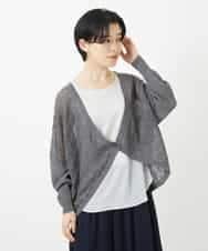 NHSGA30330 GIANNI LO GIUDICE(小さいサイズ)(メゾン ドゥ サンク) 透かし柄ニットカーディガン ブルー