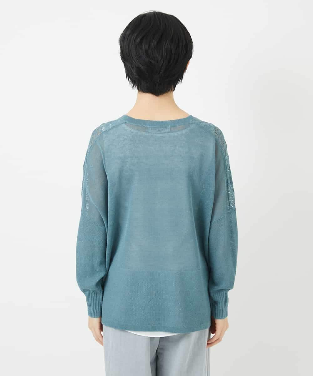 NHSGA30330 GIANNI LO GIUDICE(小さいサイズ)(メゾン ドゥ サンク) 透かし柄ニットカーディガン ブルー