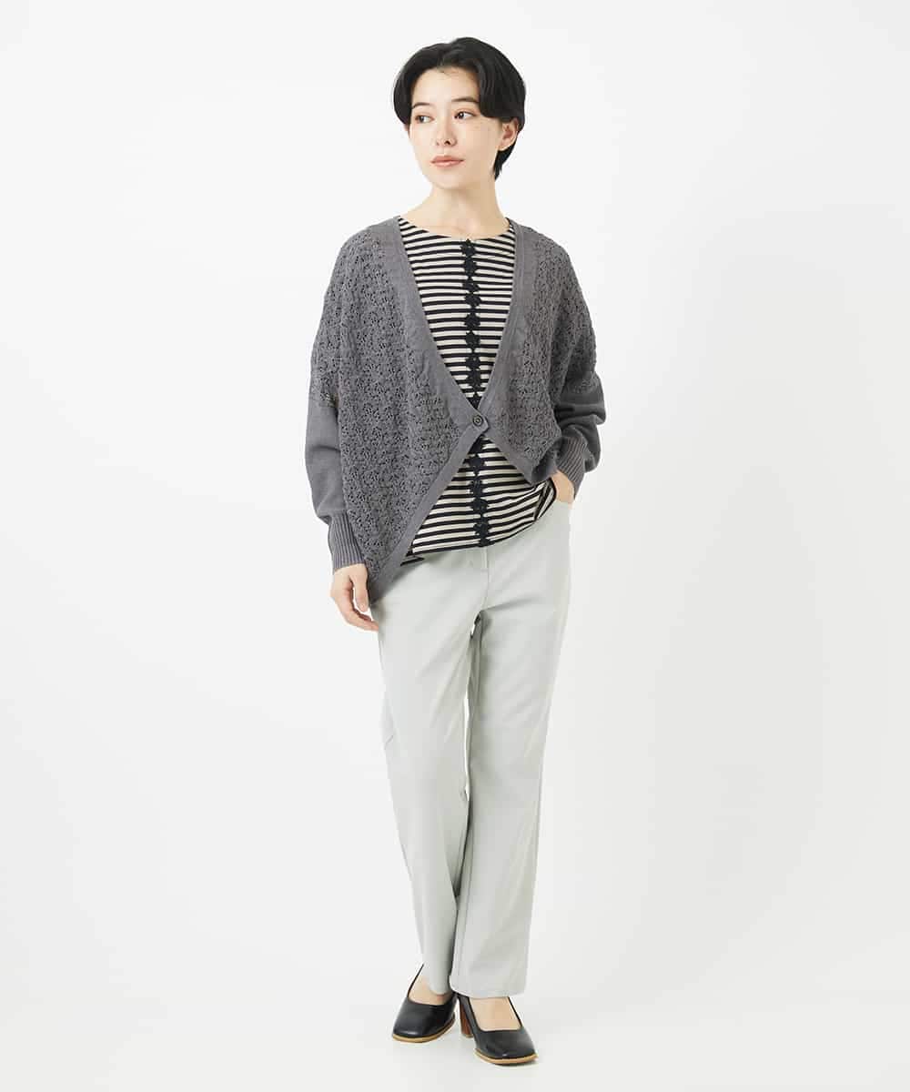 NHSGA30330 GIANNI LO GIUDICE(小さいサイズ)(メゾン ドゥ サンク) 透かし柄ニットカーディガン ブルー