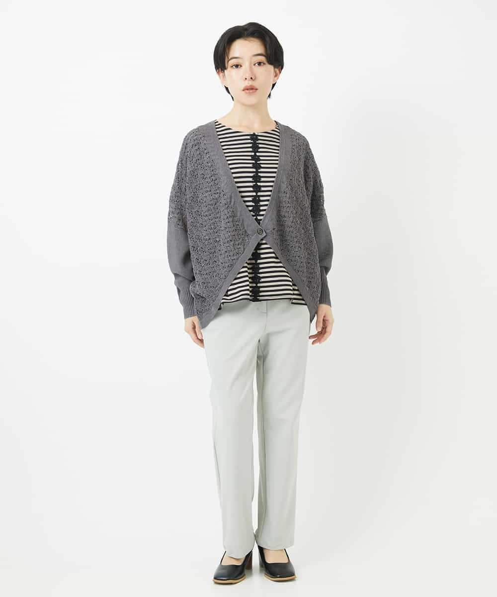 NHSGA30330 GIANNI LO GIUDICE(小さいサイズ)(メゾン ドゥ サンク) 透かし柄ニットカーディガン ブルー