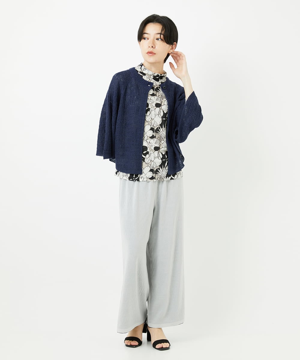 NHSGA40260 GIANNI LO GIUDICE(小さいサイズ)(メゾン ドゥ サンク) ケープ風ニットカーディガン スモーキーグリーン
