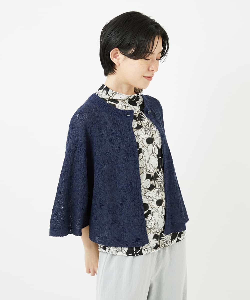 NHSGA40260 GIANNI LO GIUDICE(小さいサイズ)(メゾン ドゥ サンク) ケープ風ニットカーディガン スモーキーグリーン