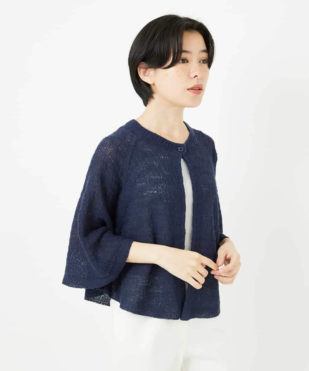 NHSGA40260 GIANNI LO GIUDICE(小さいサイズ)(メゾン ドゥ サンク) ケープ風ニットカーディガン スモーキーグリーン