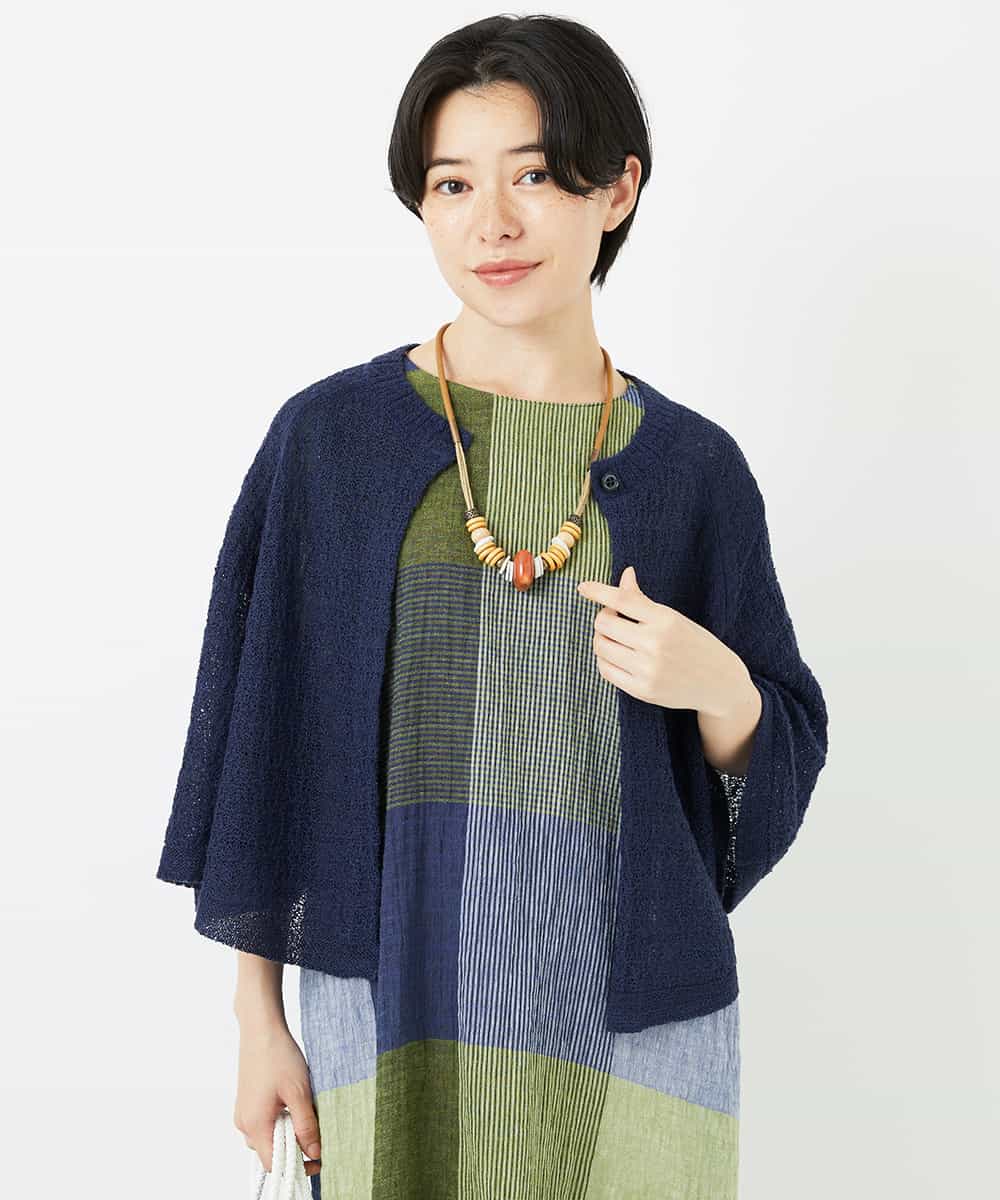 NHSGA40260 GIANNI LO GIUDICE(小さいサイズ)(メゾン ドゥ サンク) ケープ風ニットカーディガン スモーキーグリーン