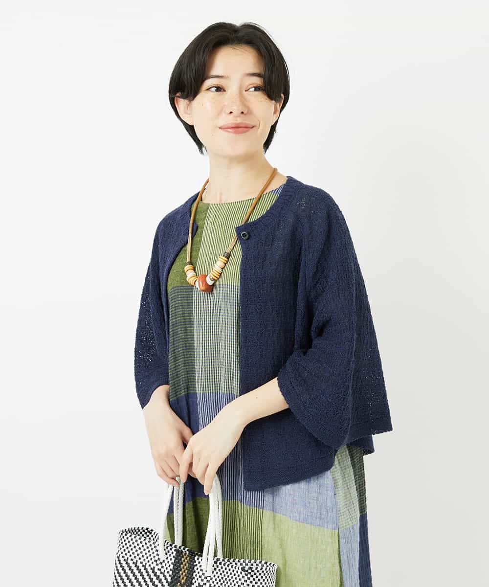 NHSGA40260 GIANNI LO GIUDICE(小さいサイズ)(メゾン ドゥ サンク) ケープ風ニットカーディガン スモーキーグリーン