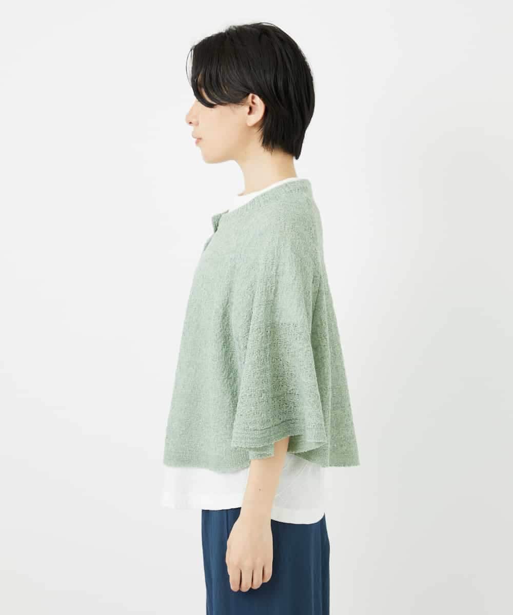 NHSGA40260 GIANNI LO GIUDICE(小さいサイズ)(メゾン ドゥ サンク) ケープ風ニットカーディガン スモーキーグリーン