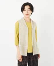 NHSGA50290 GIANNI LO GIUDICE(小さいサイズ)(メゾン ドゥ サンク) [人気デザイン/日本製]リネンニットジレ ベージュ