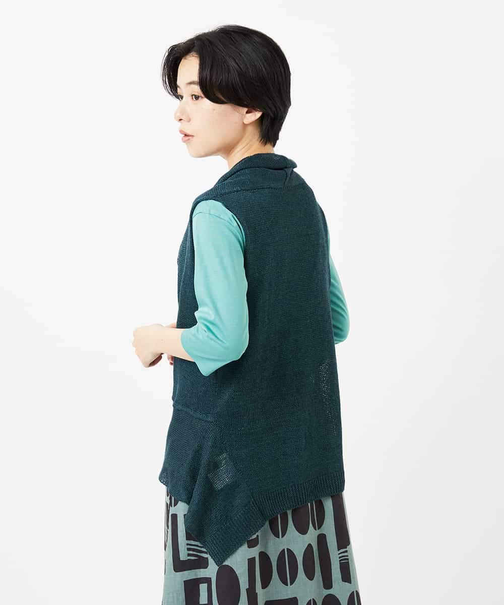 NHSGA50290 GIANNI LO GIUDICE(小さいサイズ)(メゾン ドゥ サンク) [人気デザイン/日本製]リネンニットジレ ダークブラウン