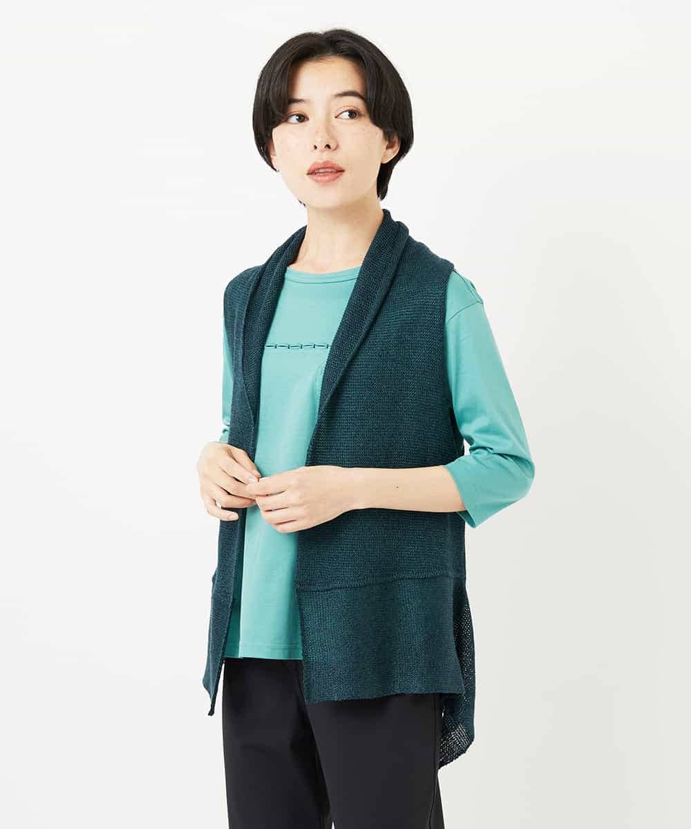 NHSGA50290 GIANNI LO GIUDICE(小さいサイズ)(メゾン ドゥ サンク) [人気デザイン/日本製]リネンニットジレ ダークブラウン